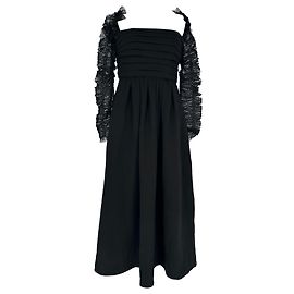 Self portrait  Self-Portrait  Dot Mesh Sleeved Midi Dress in Black Polyester Black