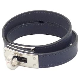 Bracelet Charm Hermès Kelly Double Tour Bleu Bleu Marine