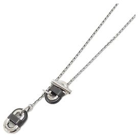 Hermès Chaine Maillon PM Halskette Schwarz Silber