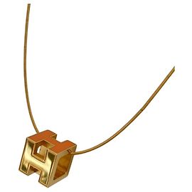 Hermès Hermes Cage d'H H-Cube Halskette Golden Orange