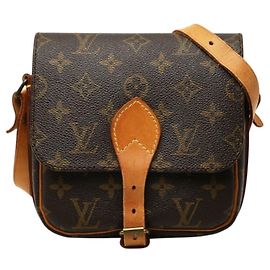 Louis Vuitton Monogram Mini Cartouchiere Shoulder Bag Brown