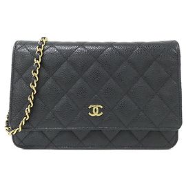 Portafoglio a catena/spalla Chanel Timeless Classic Line Nero Bordò
