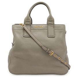 Miu Miu Vitello Caribe Tote Bag Grau