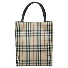 Mini borsa tote Burberry Nova Check Nero Beige