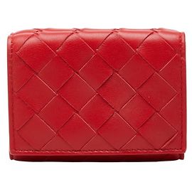 Carteira tri-fold em couro vermelho Bottega Veneta Vermelho