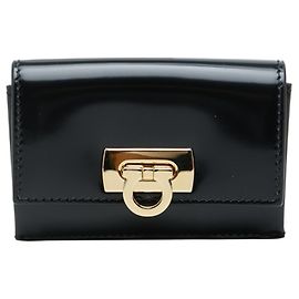 Salvatore Ferragamo Kartenetui aus schwarzem Leder Schwarz