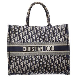 Sac Book Tote Christian Dior Dior Oblique Bleu Marine