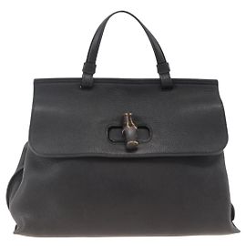 Gucci Bamboo Daily Top Handle Leather Medium Black