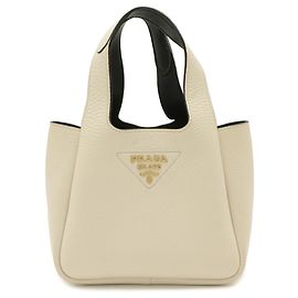 Prada Kleine Leder-Tote-Tasche Weiß