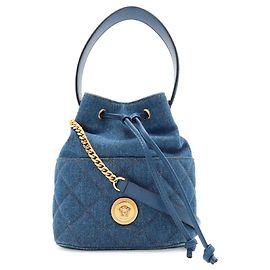 Versace Medusa Denim Shoulder Bag Blue