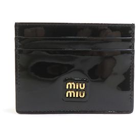 Tarjetero Miu Miu de piel lacada negra Negro