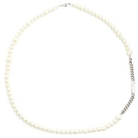 Colar de pérolas falsas Miu Miu Prata Branco