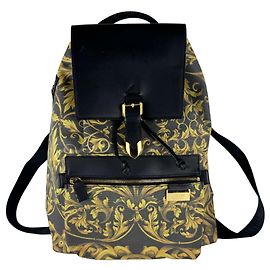 Gianni Versace Black & Gold Men's Backpack Black Golden