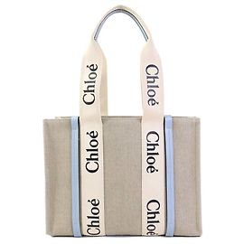 Saco Tote Chloé Chloe Woody Bege Azul claro