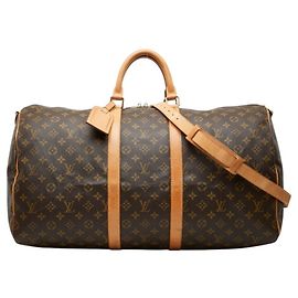 Louis Vuitton Monogram Keepall Bandoulière 55 Boston Bag Marron