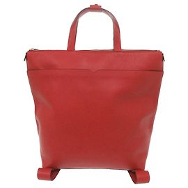 Valextra Red Leather Tote Bag Red