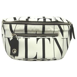 Pochete Valentino VLTN Logo Canvas Preto Branco