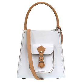 Borsa a tracolla verticale in pelle rigida 2-Way Vivienne Westwood Bianco