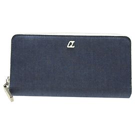 Christian Louboutin Denim Blue Long Wallet Red Blue