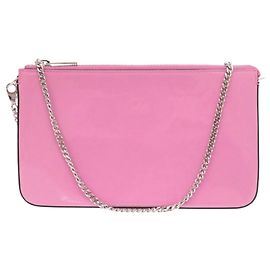 Bolsa de Ombro com Corrente Christian Louboutin LOUBILA em Couro Patente Rosa Rosa