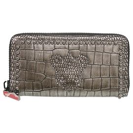 Christian Louboutin Long Bi-Fold Wallet Black Silvery Red