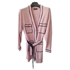 Chanel Cardigan en cachemire rose et bleu marine Rose Bleu Marine