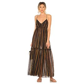 Zimmermann Gestreiftes Maxikleid Braun Schwarz Golden