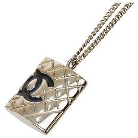 Chanel Cambon Coco Mark Chain Necklace Silvery
