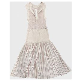 Alaïa Kleid Beige Plissierter Mesh Beige