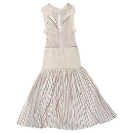 Alaïa Kleid Beige Plissierter Mesh Beige