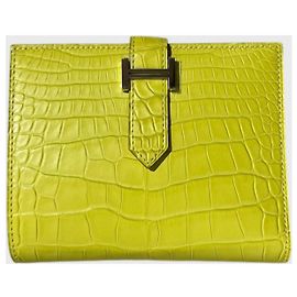 Carteira Hermès Béarn amarela Amarelo