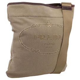 Bolso de hombro PRADA Jacquard Beige Silver Auth 204093 Plata Beige