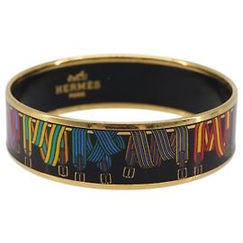 Hermès HERMES Bangle Emaille GM Metal Gold Tone Auth 203626M Other