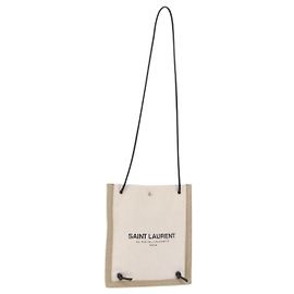 Autre Marque SAINT LAURENT Schultertasche Canvas White Silver 710272 Auth ka6194V Silber Weiß