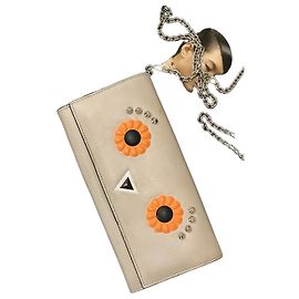 Bolsa carteira Fendi em couro bege Bege