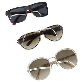 Bulgari Gafas de sol BVLGARI Gucci Givenchy plástico Set de 4 Negro Marrón Auth BA15689 Castaño Negro