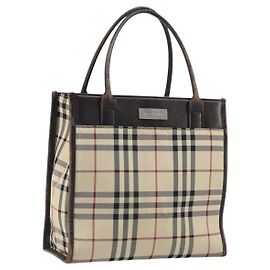 Bolsa de mão BURBERRY Nova Check Canvas Blue Silver Auth 161282 Prata Azul