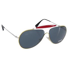 Lunettes de soleil PRADA Metal Yellow Red Auth BA15496 Rouge Jaune