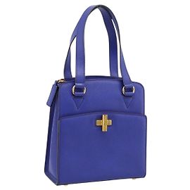 Céline CELINE Hand Bag Leather Blue Gold Auth 204415A Blue Golden