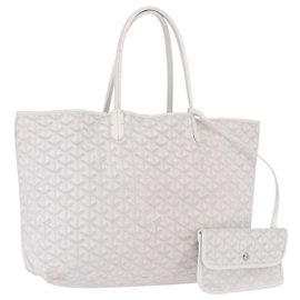 GOYARD Herringbone Saint Louis PM Tote Bag PVC Leder Weiß Auth 204570 Weiß
