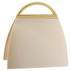 Céline CELINE Handtasche Kunststoff Beige Gold Auth 204877 Beige Golden