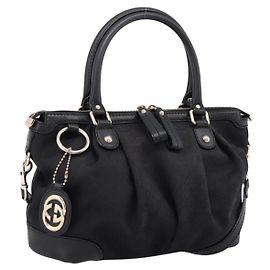 Borsa GUCCI GG Canvas Sukey 2way Nero Oro 247902 Auth 203601A Nero D'oro