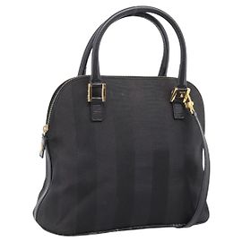 FENDI Pecan Canvas Handtasche 2way Schwarz Gold Auth 205145 Schwarz Golden