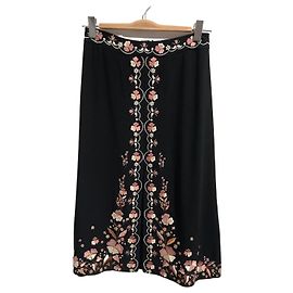 Vilshenko Black Embroidered Mid Length Skirt Size 36 Black