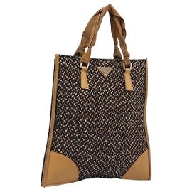 PRADA Handtasche aus Leder und Tweed, braun-silber, authentisch 203885A Braun Silber