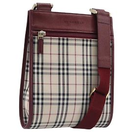 Borsa a tracolla BURBERRY Nova Check Canvas Beige Gold Auth am12612V Beige D'oro