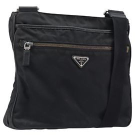 Borsa a tracolla PRADA Nylon Black Silver Auth 205158 Nero Argento