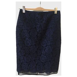 Saia midi em renda azul marinho Msgm Azul