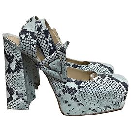 Décolleté Bottega Veneta in pitone T.41 Blu
