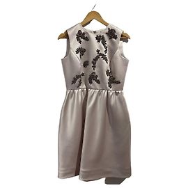 Dice Kayek Short Grey Satin Effect Dress with Crystals Grey